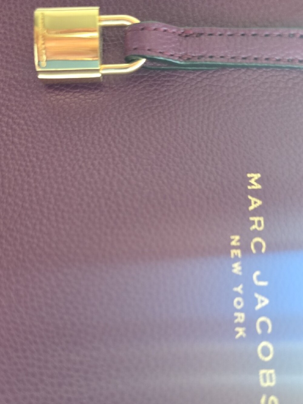 Marc Jacobs Plum Leather Tote with Gold Padlock Accent - Picture 5 of 9